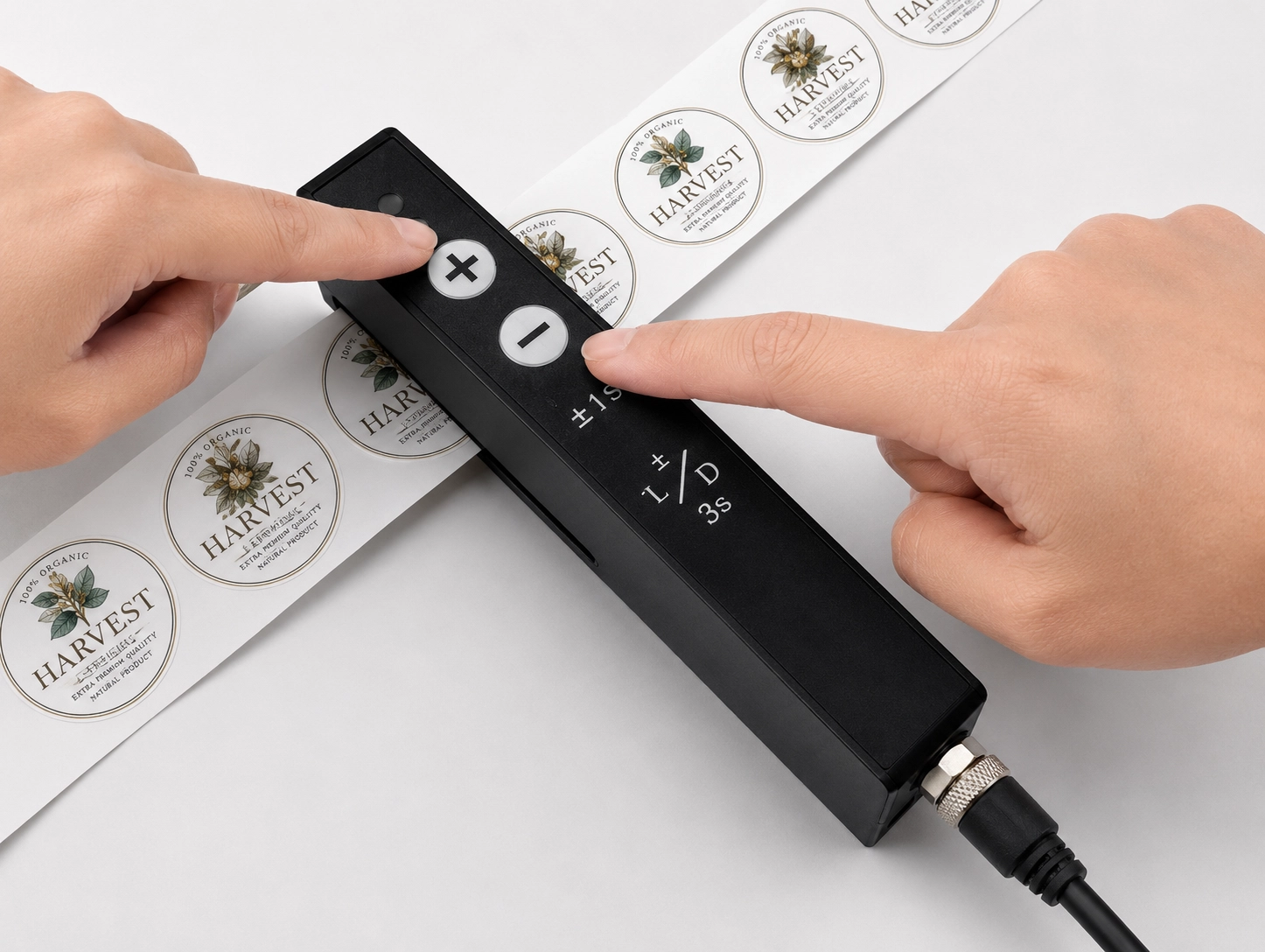 การตั้งค่าอัตโนมัติของเซ็นเซอร์ตรวจจับฉลาก CT-100NP ด้วยปุ่มกดบนตัวเซ็นเซอร์