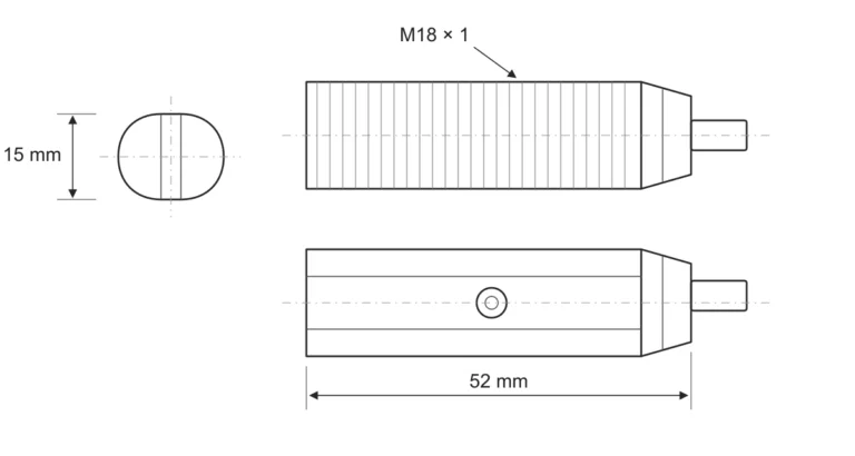 ขนาด โฟโต้เซนเซอร์ทรงรกระบอก M18 รุ่น PC